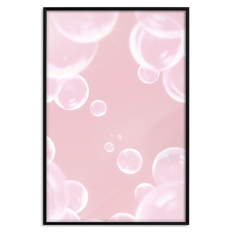 Poster Subtle Breeze - shiny soap bubbles flying on a pink background 122945 additionalImage 18