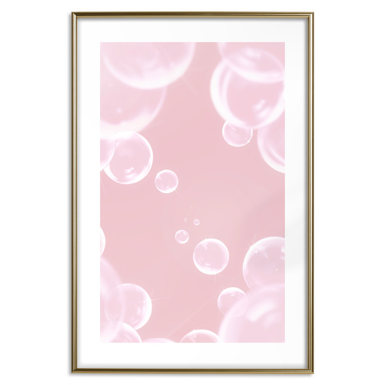 Poster Subtle Breeze - shiny soap bubbles flying on a pink background 122945 additionalImage 14