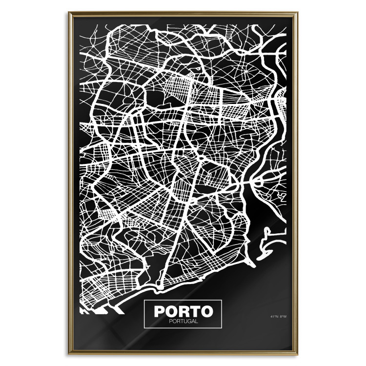 Wall Poster Negative Map: Porto - black and white city map in Portugal 123045 additionalImage 20