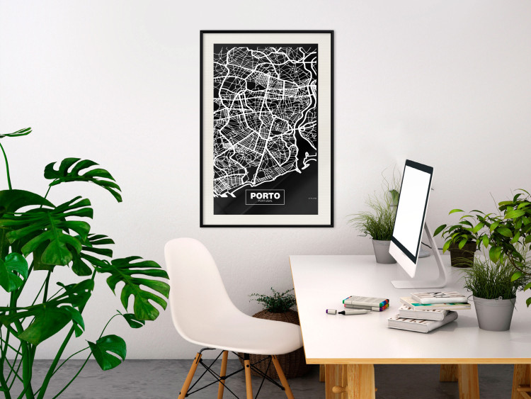Wall Poster Negative Map: Porto - black and white city map in Portugal 123045 additionalImage 22
