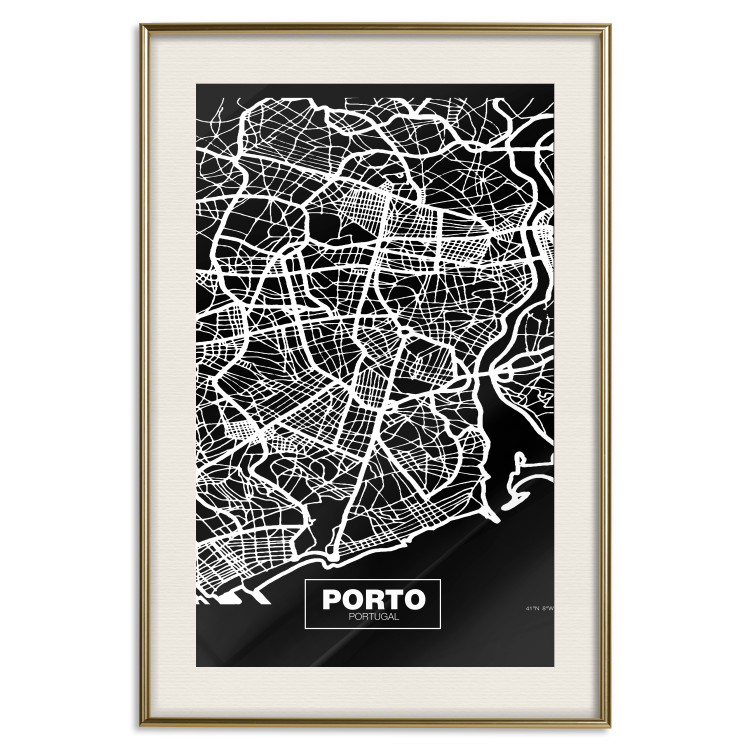 Wall Poster Negative Map: Porto - black and white city map in Portugal 123045 additionalImage 19