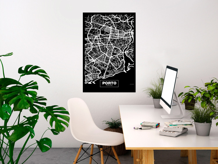Wall Poster Negative Map: Porto - black and white city map in Portugal 123045 additionalImage 17