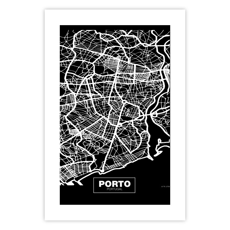 Wall Poster Negative Map: Porto - black and white city map in Portugal 123045 additionalImage 19