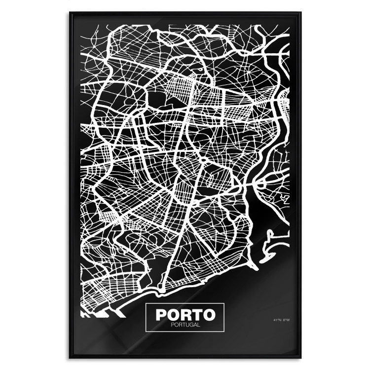 Wall Poster Negative Map: Porto - black and white city map in Portugal 123045 additionalImage 24