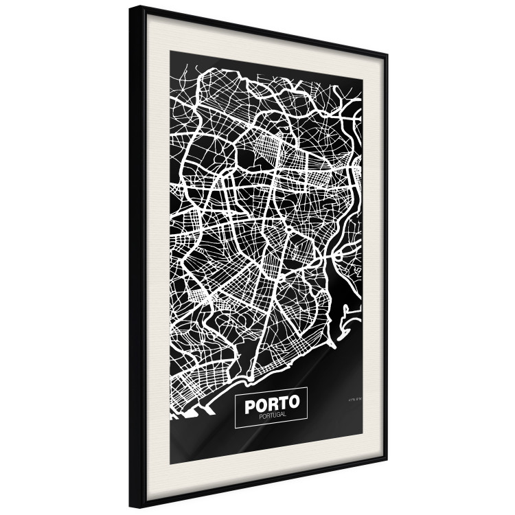 Wall Poster Negative Map: Porto - black and white city map in Portugal 123045 additionalImage 3