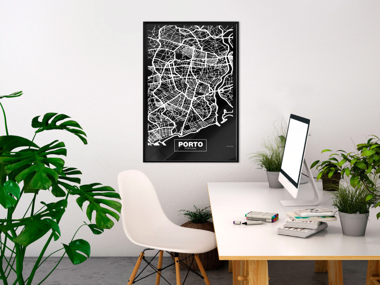 Wall Poster Negative Map: Porto - black and white city map in Portugal 123045 additionalImage 5