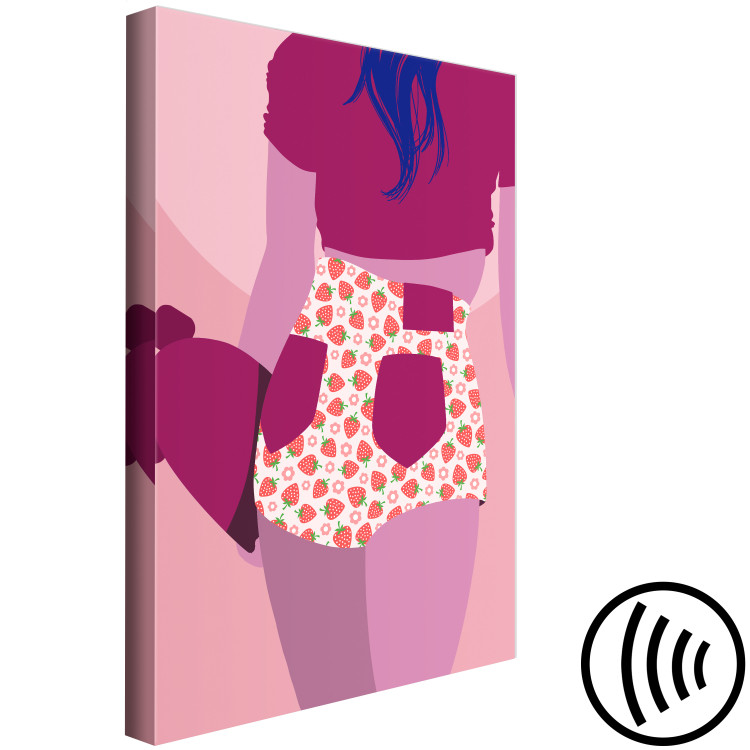 Canvas Art Print Woman in shorts - pink and purple graphic with a woman silhouette 123345 additionalImage 6