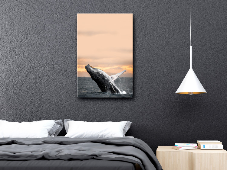 Canvas Emerging humpback whale - a whale against the setting sun 126245 additionalImage 3