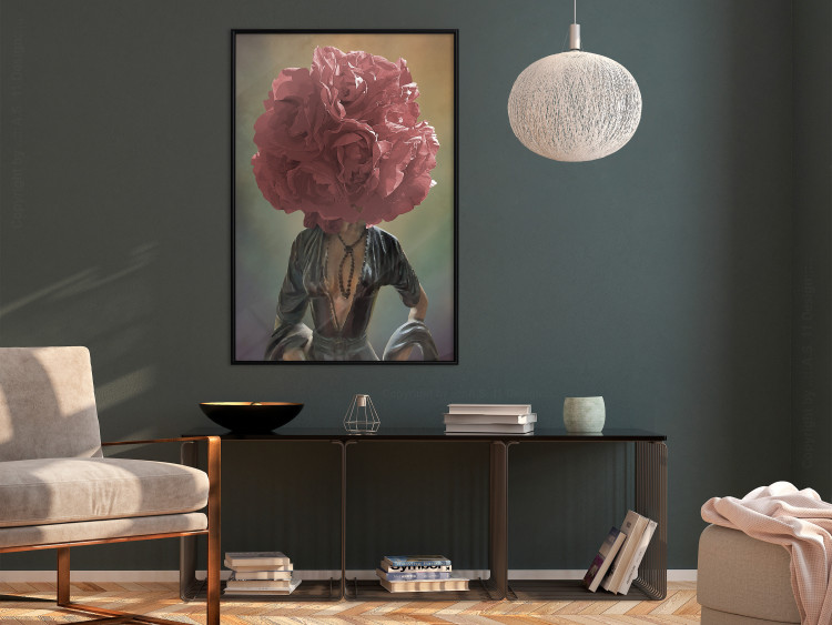 Wall Poster Floral Thoughts - abstract woman with a red flower on her head 127245 additionalImage 6
