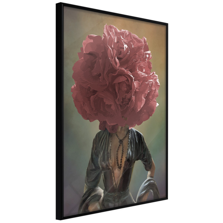 Wall Poster Floral Thoughts - abstract woman with a red flower on her head 127245 additionalImage 11