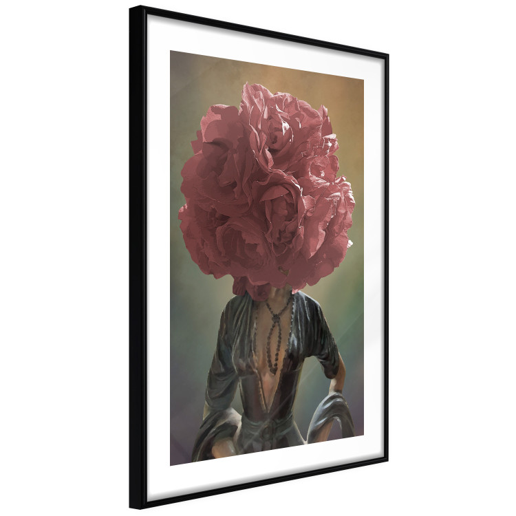 Wall Poster Floral Thoughts - abstract woman with a red flower on her head 127245 additionalImage 8