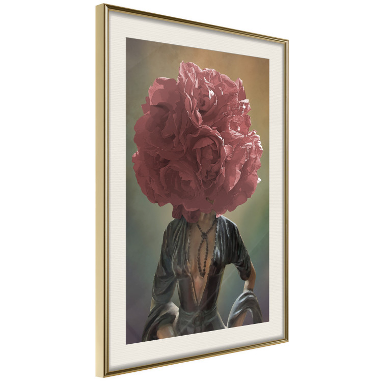 Wall Poster Floral Thoughts - abstract woman with a red flower on her head 127245 additionalImage 3