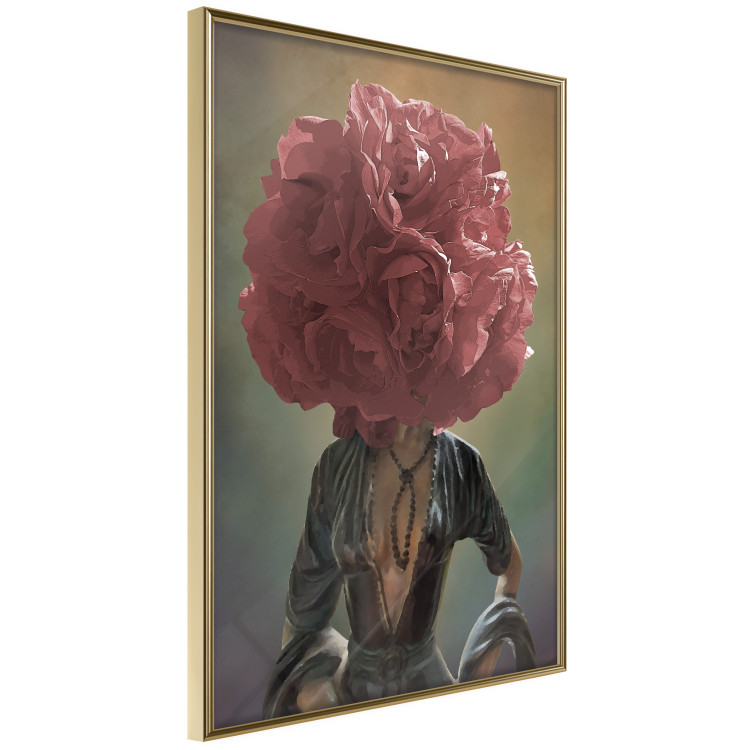 Wall Poster Floral Thoughts - abstract woman with a red flower on her head 127245 additionalImage 14