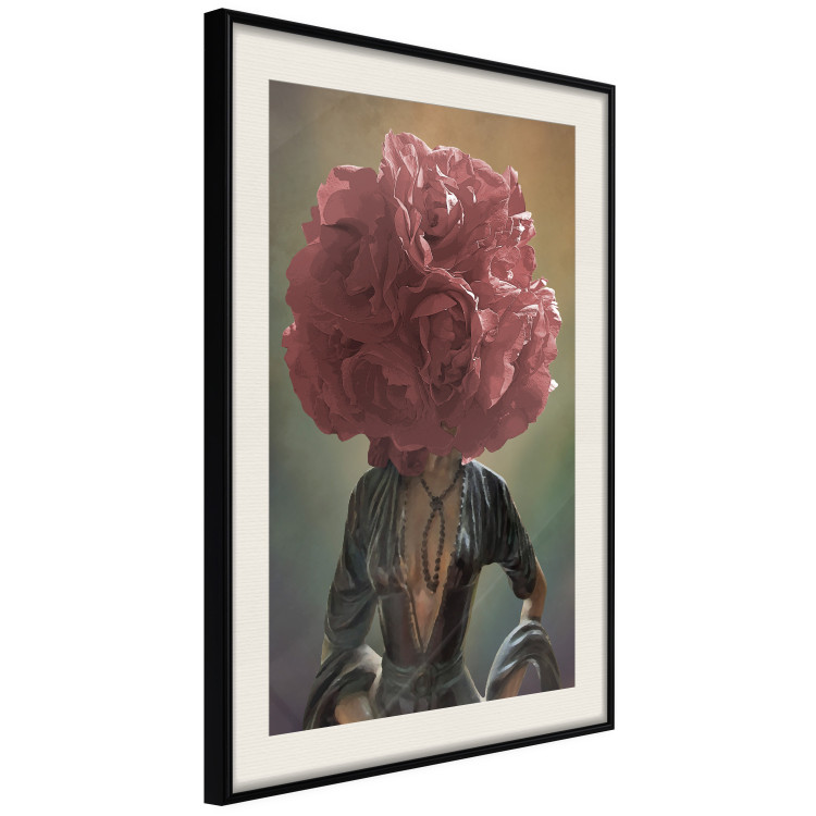 Wall Poster Floral Thoughts - abstract woman with a red flower on her head 127245 additionalImage 2