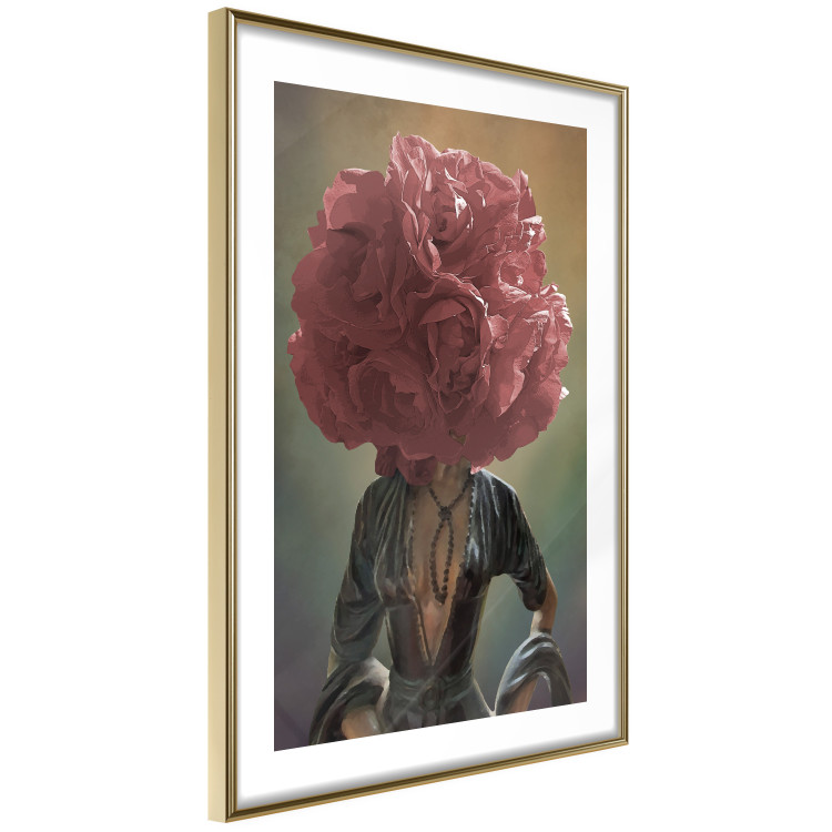 Wall Poster Floral Thoughts - abstract woman with a red flower on her head 127245 additionalImage 7