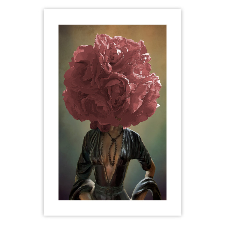 Wall Poster Floral Thoughts - abstract woman with a red flower on her head 127245 additionalImage 19