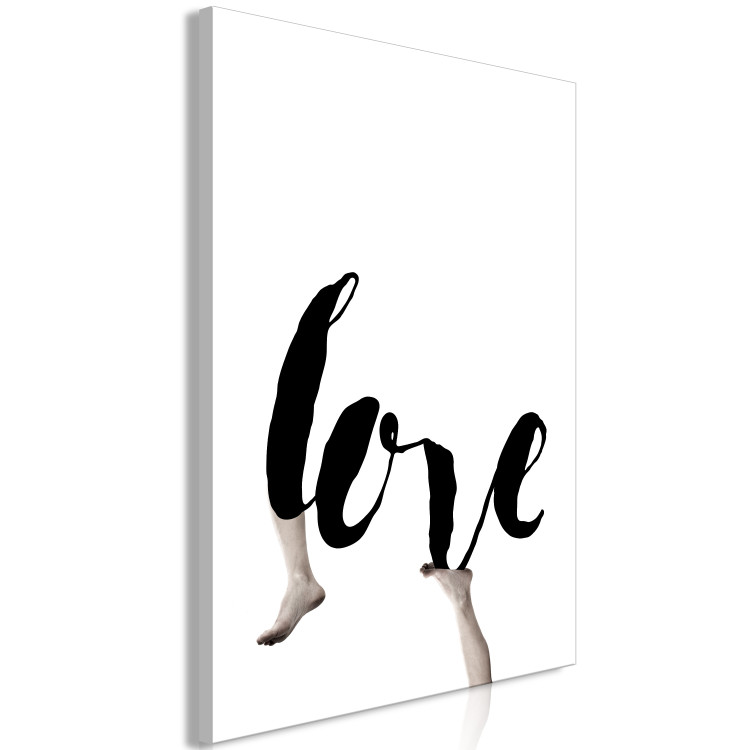 Canvas Print Black English Love sign - white abstraction with legs 128345 additionalImage 2