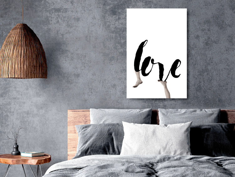 Canvas Print Black English Love sign - white abstraction with legs 128345 additionalImage 3