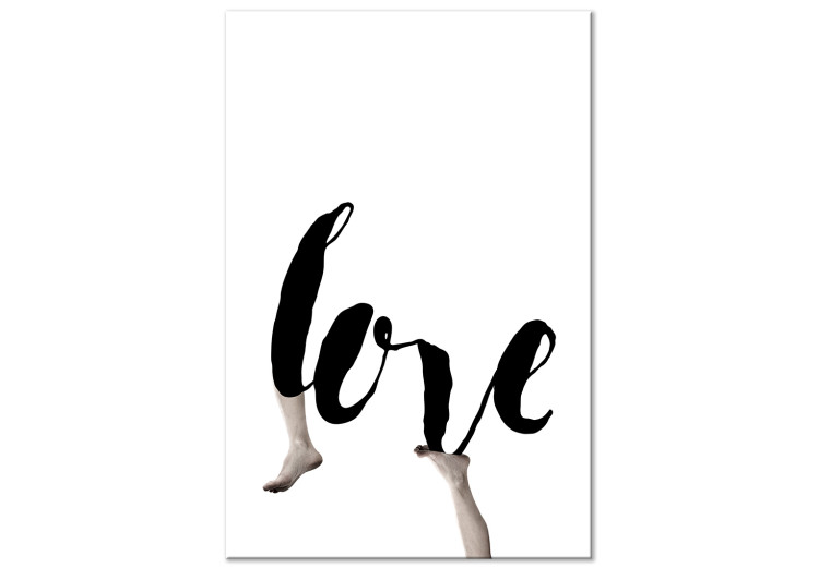 Canvas Print Black English Love sign - white abstraction with legs 128345