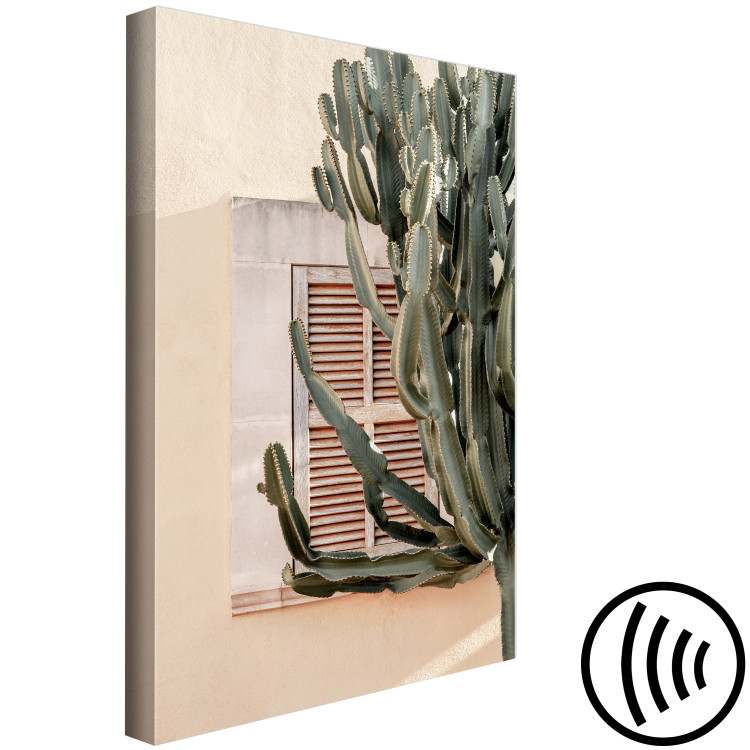 Canvas Print Spikes of Green (1-part) vertical - cactus landscape against a building backdrop 129445 additionalImage 6