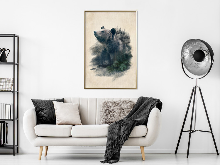 Poster Bear Valley - whimsical animal among plants on a beige background 130445 additionalImage 5