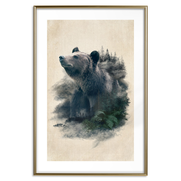 Poster Bear Valley - whimsical animal among plants on a beige background 130445 additionalImage 14