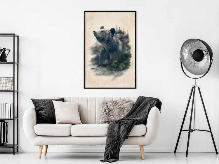 Poster Bear Valley - whimsical animal among plants on a beige background 130445 additionalImage 4