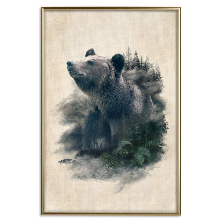 Poster Bear Valley - whimsical animal among plants on a beige background 130445 additionalImage 17