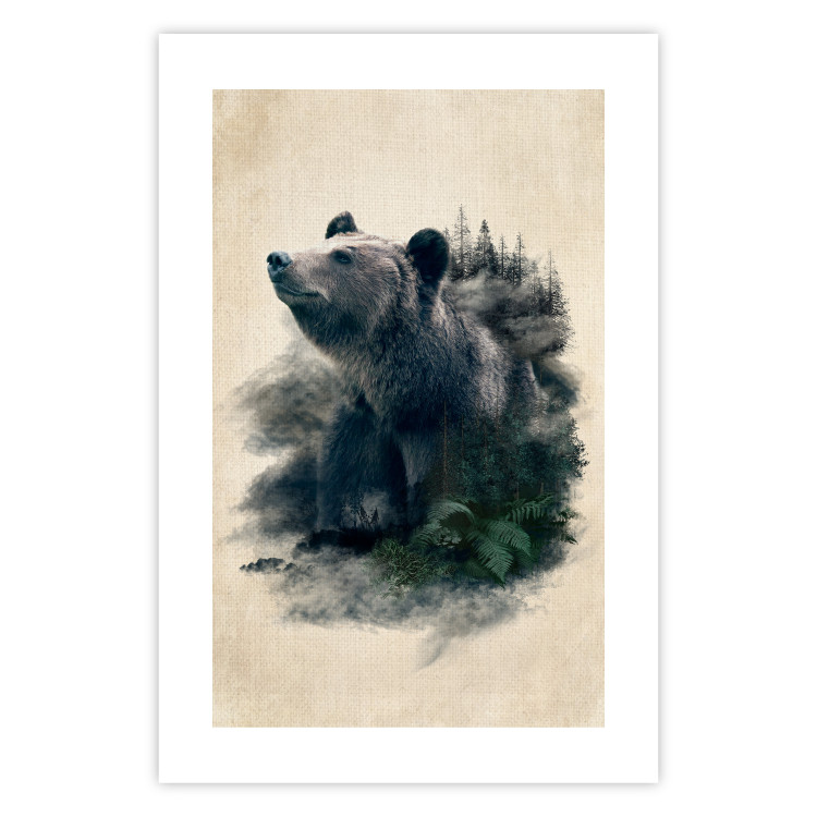 Poster Bear Valley - whimsical animal among plants on a beige background 130445 additionalImage 19