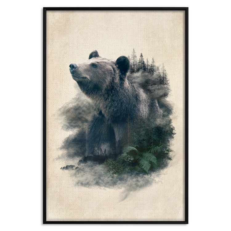 Poster Bear Valley - whimsical animal among plants on a beige background 130445 additionalImage 16