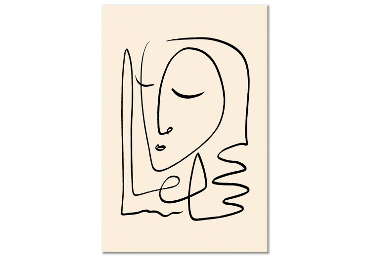 Canvas Art Print Lightness of Memories (1-piece) Vertical - face line art in boho style 130845