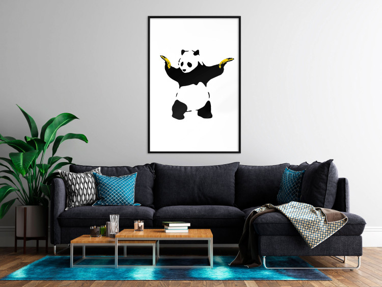Poster Panda with Guns - black and white animal holding bananas on a white background 132445 additionalImage 14