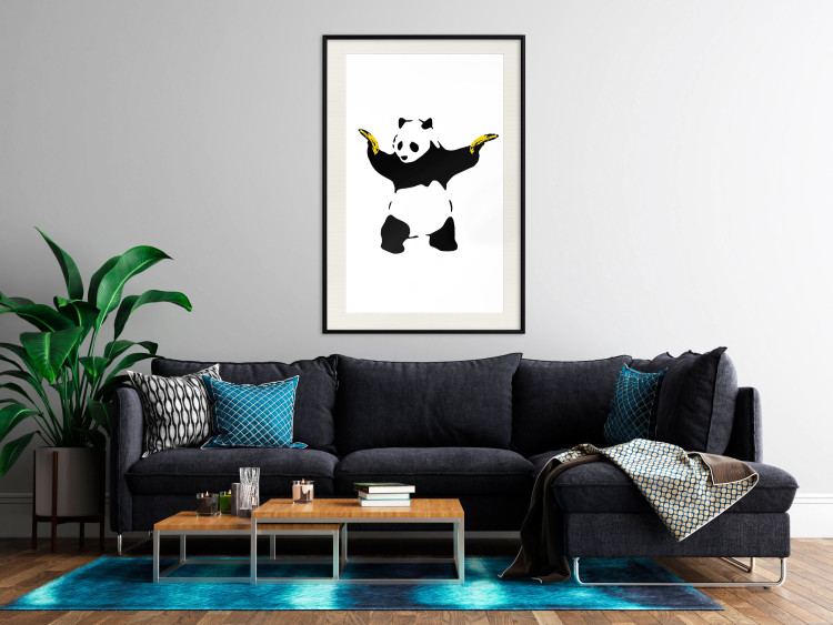 Poster Panda with Guns - black and white animal holding bananas on a white background 132445 additionalImage 22