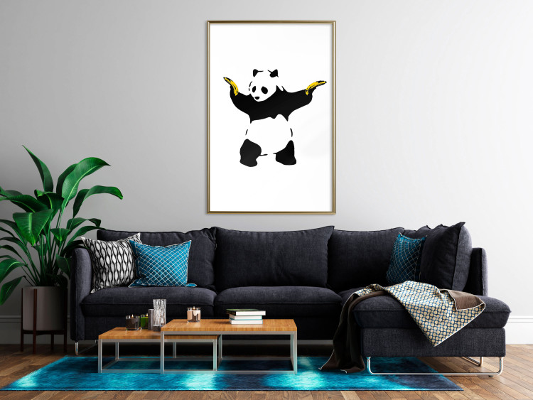 Poster Panda with Guns - black and white animal holding bananas on a white background 132445 additionalImage 9