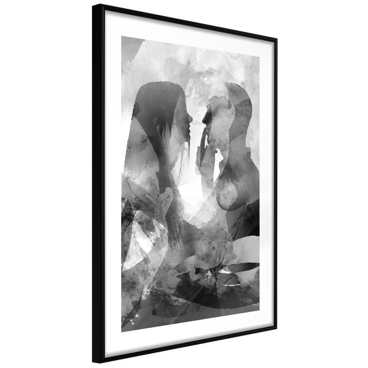 Poster Silent Whispers - black and white couple in an abstract gray composition 134445 additionalImage 12