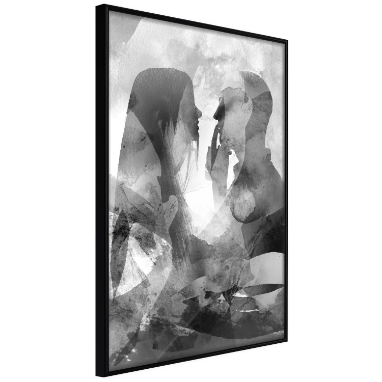 Poster Silent Whispers - black and white couple in an abstract gray composition 134445 additionalImage 3