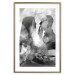 Poster Silent Whispers - black and white couple in an abstract gray composition 134445 additionalThumb 14