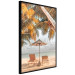 Wall Poster Palm Umbrella - tropical beach landscape with sunbeds against the sea 136045 additionalThumb 2