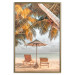Wall Poster Palm Umbrella - tropical beach landscape with sunbeds against the sea 136045 additionalThumb 11