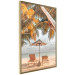 Wall Poster Palm Umbrella - tropical beach landscape with sunbeds against the sea 136045 additionalThumb 3