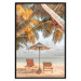 Wall Poster Palm Umbrella - tropical beach landscape with sunbeds against the sea 136045 additionalThumb 12