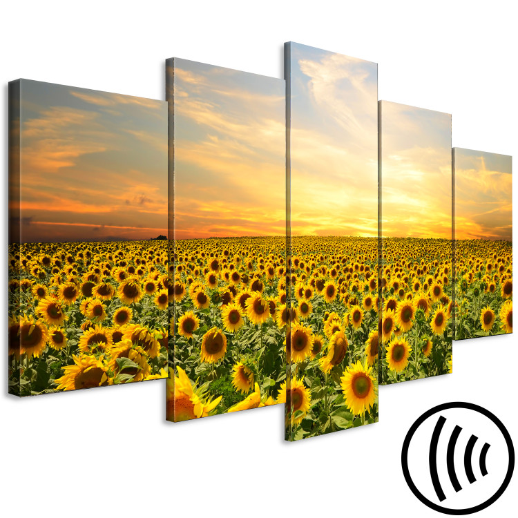 Canvas Print Sunflowers in the Morning (5 Parts) Wide 137245 additionalImage 6