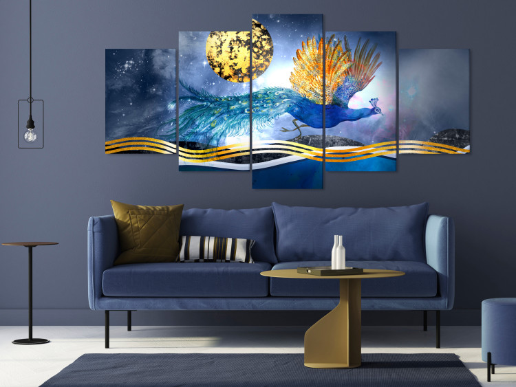 Canvas Print Fantasy Landscape (5-piece) Wide - colorful bird and moon 143445 additionalImage 3