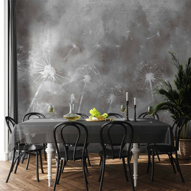 Wall Mural Blowers and wind - flowers on a non-uniform background in grey tones 143545 additionalImage 4