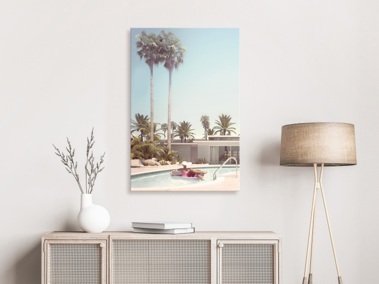 Canvas Print Palm Trees - Holiday Relaxation at the Swimming Pool Surrounded by Sunny Nature 144345 additionalImage 3