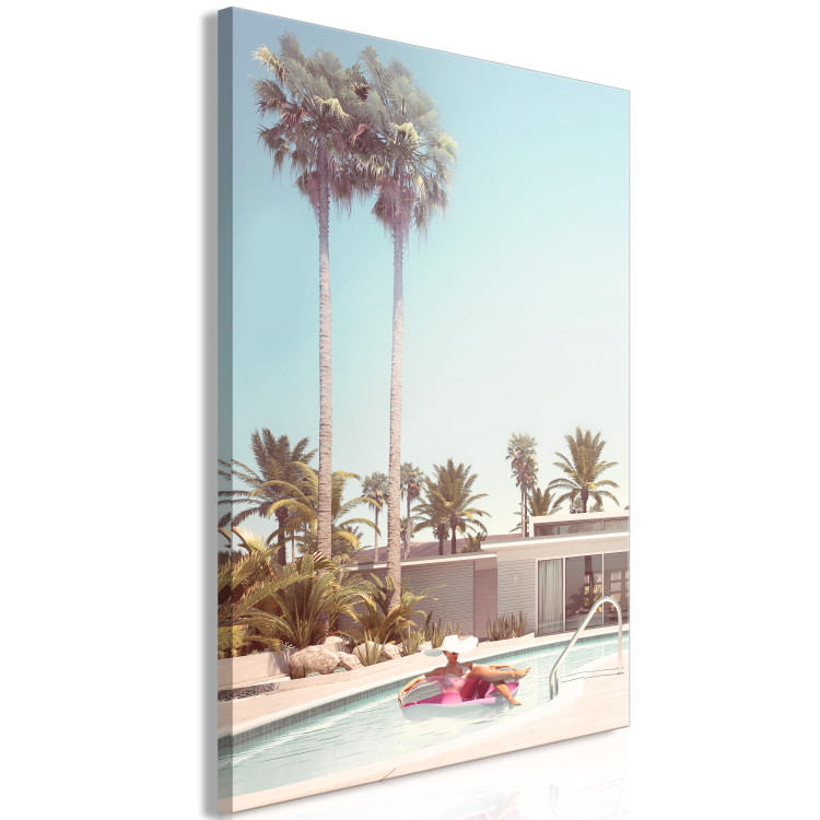 Canvas Print Palm Trees - Holiday Relaxation at the Swimming Pool Surrounded by Sunny Nature 144345 additionalImage 2