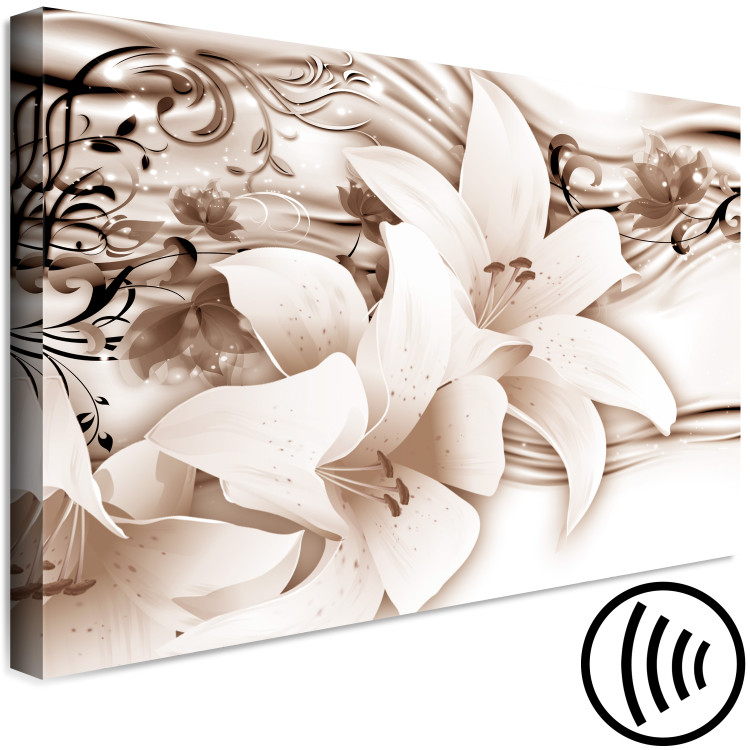 Canvas Art Print Sepia Lilies - Delicate Flowers With an Organic Ornament 148445 additionalImage 6