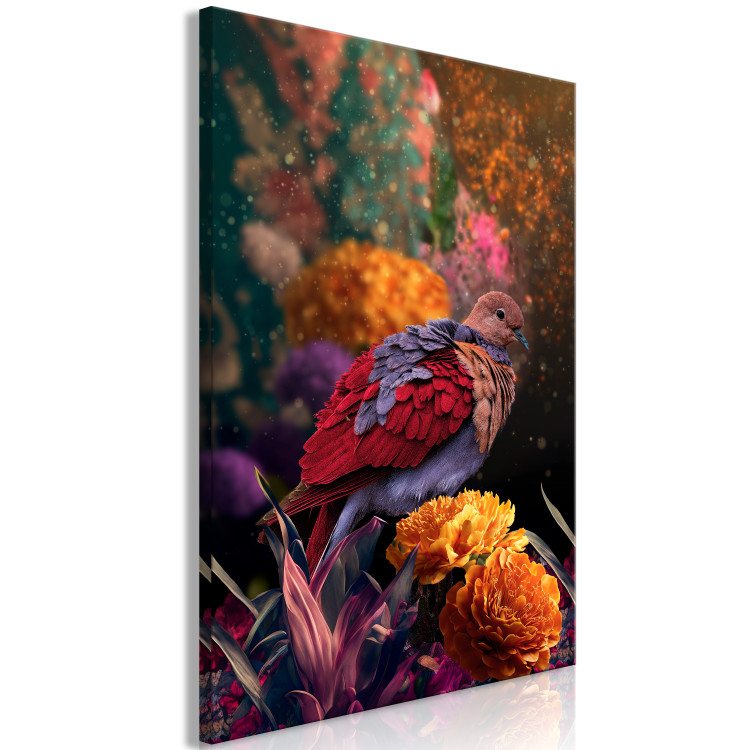 Canvas Wild Nature (1-piece) - colorful bird amidst multicolored plants 148845 additionalImage 2