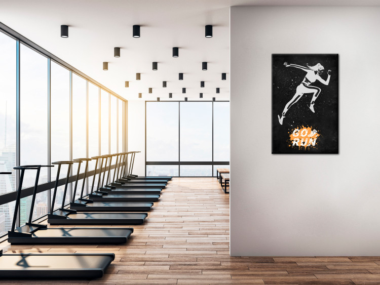 Canvas Running Woman (1-piece) - motivational caption on a black background 149245 additionalImage 3