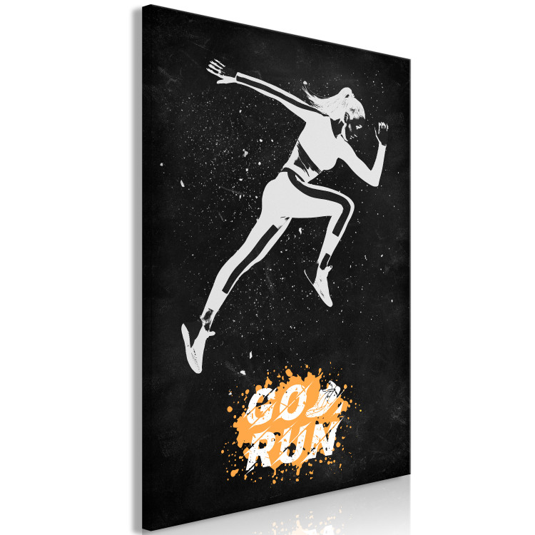 Canvas Running Woman (1-piece) - motivational caption on a black background 149245 additionalImage 2